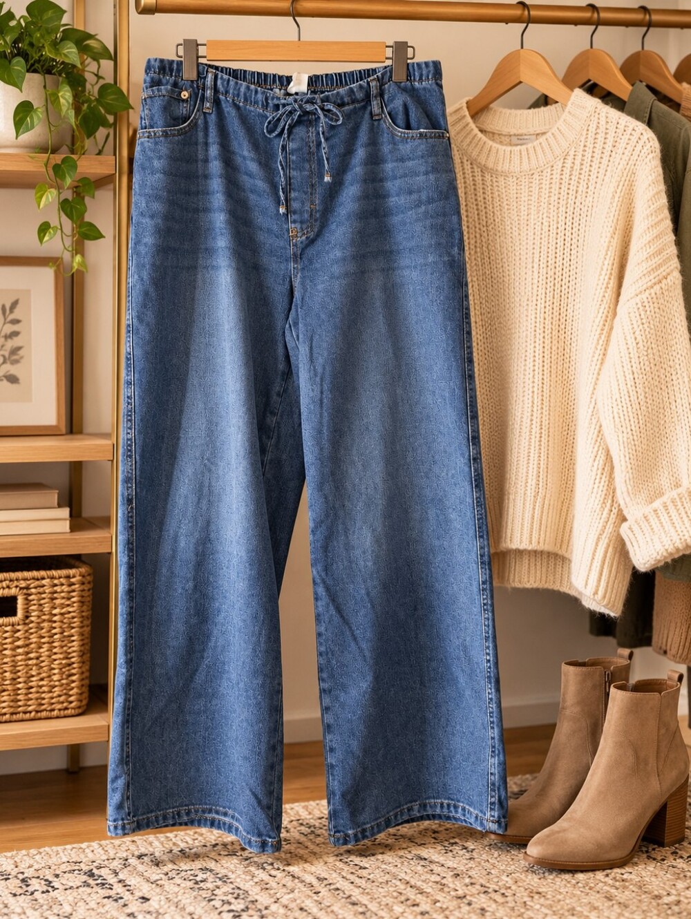 No Boundaries XL comfy Drawstring Jeans Wide Leg